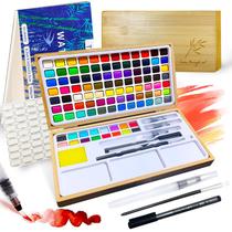 Conjunto de pintura em aquarela TIKSPCAE Caixa de bambu de 100 cores