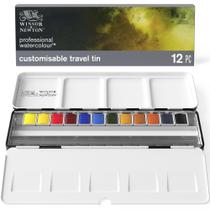 Conjunto de pintura em aquarela Winsor & Newton 12 Half Pan Black Box