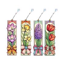 Conjunto De Pintura Em Diamante DIY Com Padrão De Flores Mandala Em 4 Peças, Material PET 19.5X5.8cm