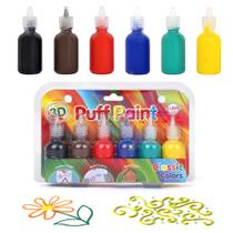 Conjunto de pintura em tecido 3D Puff Paint Playkidiz, pacote com 6 unidades para crianças a partir de 3 anos