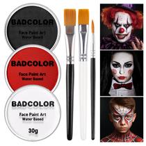 Conjunto de pintura facial e corporal BADCOLOR branco preto vermelho com pincéis Conjunto de pintura facial e corporal BADCOLOR branco preto vermelho com pincéis