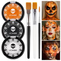 Conjunto de pintura facial e corporal UCANBE branco preto laranja com pincéis Conjunto de pintura facial e corporal UCANBE branco preto laranja com pincéis