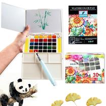 Conjunto de pintura MAIKEDEPOT 30 cores com caneta de água e 24 folhas