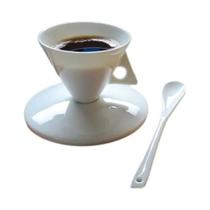 Conjunto De Pires De Xícaras De Café Expresso De Porcelana De Osso Pequeno Com Colher De Café