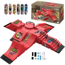Conjunto de Pista de Skate para Fingerboard SCLWSS com 6 Rampas e 6 Pranchas Conjunto de Pista de Skate para Fingerboard SCLWSS com 6 Rampas e 6 Pranchas