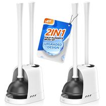 Conjunto de pistão e escova de vaso sanitário LOVLOY, pacote com 2 unidades e suporte Conjunto de pistão e escova de vaso sanitário LOVLOY, pacote com 2 unidades e suporte