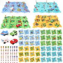 Conjunto de pistas de carro Puzzle Racer YOOYID, 100 peças de brinquedo Montessori
