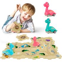 Conjunto de pistas de carros infantis Puzzle Racer YOOYID Dinosaur com 2 carros