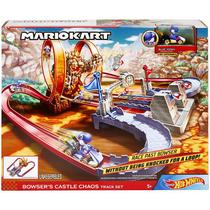 Conjunto de Pistas do Castelo Do Caos do Bowser + Blue Yoshi - Mario Kart Hot Wheels - Mattel