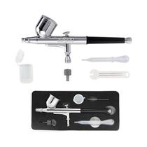 Conjunto De Pistola De Pulverização Airbrush De Dupla Ação Com Alimentação Por Gravidade Para