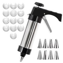 Conjunto de pistolas Cookie Press em aço inoxidável com 13 discos e 8 bicos Conjunto de pistolas Cookie Press em aço inoxidável com 13 discos e 8 bicos
