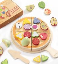 Conjunto de pizza de brinquedo PairPear Wooden Pizza Cutting Play Food Set