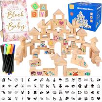 Conjunto de placas de jogos para chá de bebê AryiHitt 141 unidades com blocos de madeira Conjunto de placas de jogos para chá de bebê AryiHitt 141 unidades com blocos de madeira