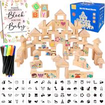 Conjunto de placas de jogos para chá de bebê AryiHitt 141 unidades com blocos de madeira Conjunto de placas de jogos para chá de bebê AryiHitt 141 unidades com blocos de madeira
