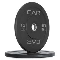 Conjunto de placas de para-choque olímpico CAP Barbell Budget, par de 15 libras, preto
