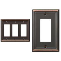 Conjunto de placas de parede Amerelle Chelsea Steel Triple & Single Aged Bronze Conjunto de placas de parede Amerelle Chelsea Steel Triple & Single Aged Bronze