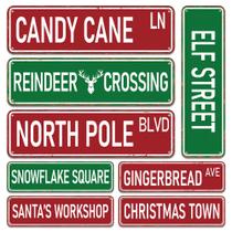 Conjunto de Placas de Rua de Natal Booda Brand Candy Cane Lane 8 Peças