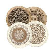 Conjunto De Placemats Tecidos De Juta Natural Estilo Boêmio, 4 Peças/6 Peças, Decoração De Parede De