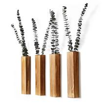 Conjunto de plantador de parede de madeira Sawoake Modern Home Decor Brown x4