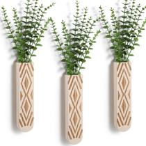 Conjunto de plantador de parede de madeira WEWEOW Modern Farmhouse Decor, pacote com 3