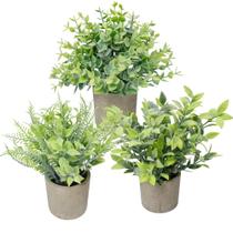 Conjunto de plantas artificiais Meinature Mini Potted Greenery x3