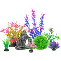 Conjunto de plantas de plástico artificial Ameliade para decorações de aquário Conjunto de plantas de plástico artificial Ameliade para decorações de aquário
