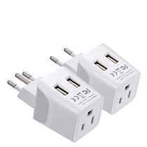 Conjunto de plugues de viagem Ceptics Brazil com 2 entradas de soquete USB + EUA