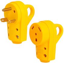 Conjunto de plugues RV Wadoy 30A macho e fêmea amarelo com alça