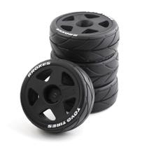 Conjunto de pneus e rodas 1/10 na estrada para o carro RC da HPI Ken Block