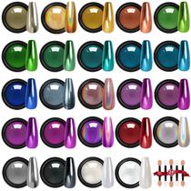 Conjunto de pó cromado para unhas DRMODE 24 cores com aplicadores