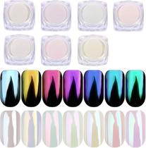 Conjunto de pó de cromo para unhas Pretty Diva 7 cores Pearl Chrome