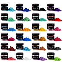 Conjunto de pó de mica Rolio Premium 24 frascos de 10g para resina epóxi Conjunto de pó de mica Rolio Premium 24 frascos de 10g para resina epóxi