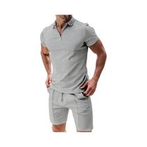 Conjunto De Polo Esportivo Masculino De Verão Com Camisa De Manga Curta E Zíper E Calções Casual Conjunto De Polo Esportivo Masculino De Verão Com Camisa De Manga Curta E Zíper E Calções Casual