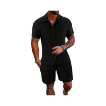 Conjunto De Polo Esportivo Masculino Primavera Verão, Cor Sólida, Camiseta De Manga Curta Solta Com