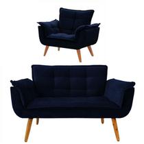 Conjunto de Poltronas 1 Opala e 1 Namoradeira Azul Marinho