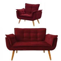 Conjunto de Poltronas 1 Opala e 1 Namoradeira Vermelho Bordô