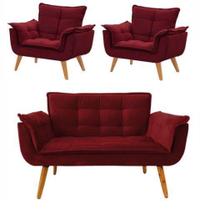 Conjunto De Poltronas 2 Opalas E 1 Namoradeira Vermelho Bordô
