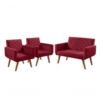Conjunto De Poltronas Anabelle 2 Lugares E 1 Lugar Bordô Unidecor Conjunto De Poltronas Anabelle 2 Lugares E 1 Lugar Bordô Unidecor