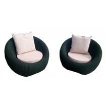 Conjunto de Poltronas Corda Náutica Oslo - 2 Poltronas - Tecido Duna Cru