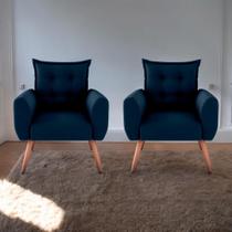 Conjunto de Poltronas Decorativas Atlas Suede Azul