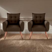 Conjunto de Poltronas Decorativas Atlas Suede Marrom