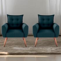 Conjunto de Poltronas Decorativas Atlas Suede Petróleo