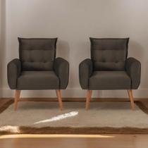 Conjunto de Poltronas Decorativas Atlas Veludo Marrom
