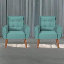 Conjunto de Poltronas Decorativas Lily Veludo Verde Menta