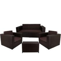 Conjunto De Poltronas E Mesa Classe A Marrom Tabaco