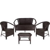 Conjunto De Poltronas E Mesa Navegantes Marrom Tabaco