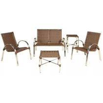 Conjunto de Poltronas e Namoradeira Mini Garden em Alumínio - Varanda, Jardim, Piscina, Área Externa Trama Original