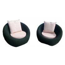 Conjunto de Poltronas em Corda Náutica Bola - 2 Poltronas - Tecido Duna Cru Conjunto de Poltronas em Corda Náutica Bola - 2 Poltronas - Tecido Duna Cru