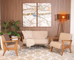 Conjunto de Poltronas Estofadas em Madeira Maciça Cléo Marrom Claro Straub Web Conjunto de Poltronas Estofadas em Madeira Maciça Cléo Marrom Claro Straub Web