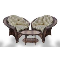 Conjunto de Poltronas Fibra Sintética 19 - 2 Poltronas + 1 Mesa Centro - Tecido Cabanas